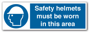 Safety helmets must be worn in this area - Direct Signs