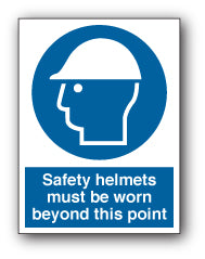 Safety helmets must be worn beyond this point - Direct Signs