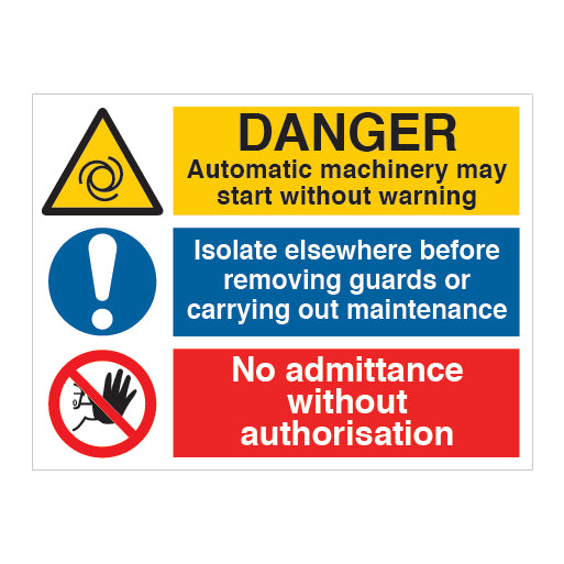 DANGER Automatic machinery may start without warning Isolate elsewhere ...