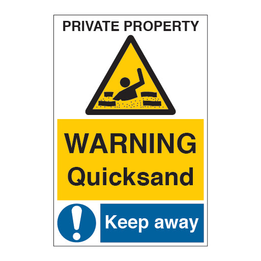 Private Property Warning Quicksand Keep Away Sign - Direct Signs