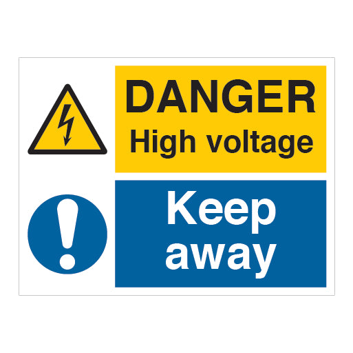 Danger High Voltage Keep Away Sign - Self Adhesive Vinyl / 400mm X 300mm - Direct Signs