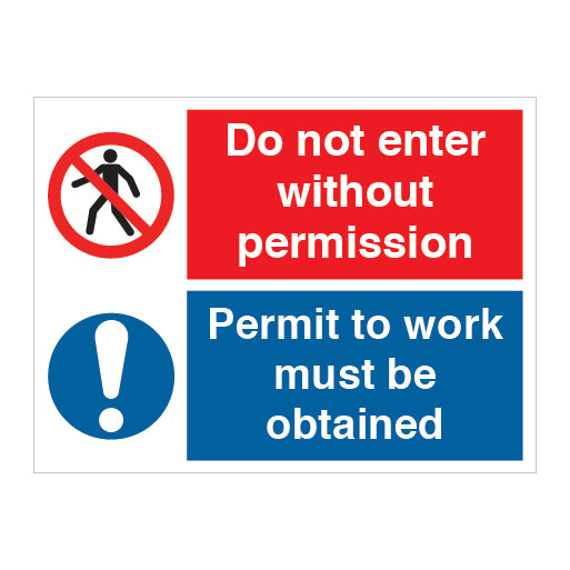 Do Not Enter without Permission Permit to Work Must Be Obtained Sign - Direct Signs
