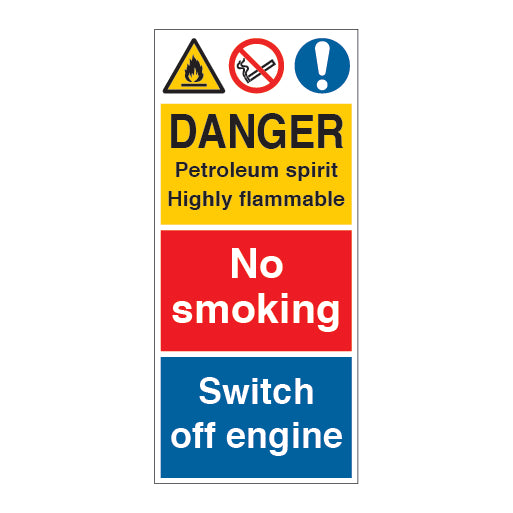 DANGER Petroleum spirit Highly flammable Sign - Direct Signs