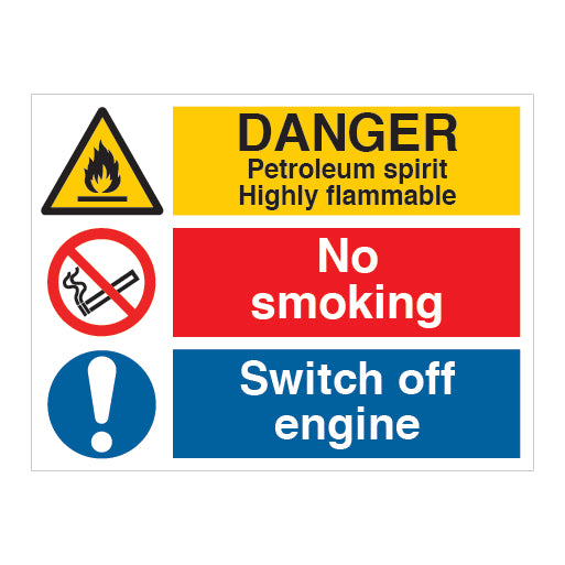DANGER Petroleum spirit Highly flammable Sign - Direct Signs