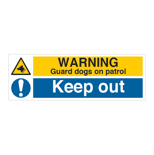 WARNING Guard dogs on patrol Keep out Sign - Direct Signs