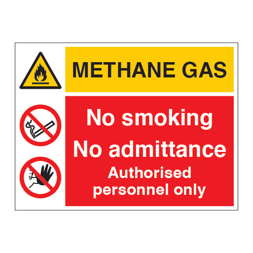 METHANE GAS No Smoking No Admittance Sign - Direct Signs