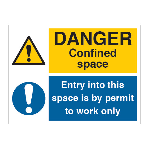 DANGER Confined Space Entry Into This Space Is By Permit To Work Only Sign - Direct Signs