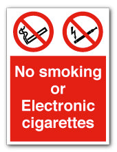 No smoking or Electronic cigarettes - Direct Signs