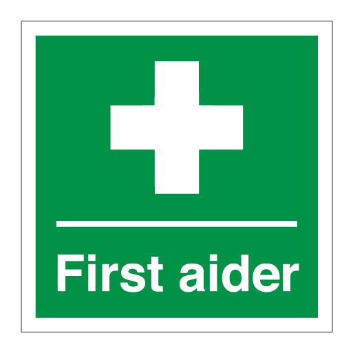 First Aider Helmet Sticker Sign - Direct Signs