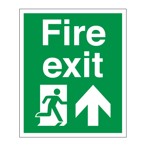 Fire Exit Pillar Running Man Symbol Arrow up Right - Direct Signs