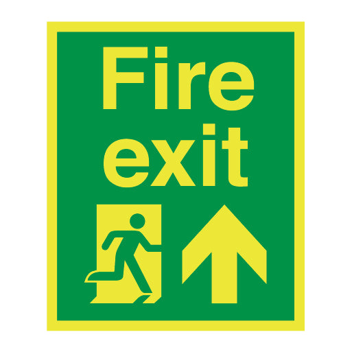 Photoluminecent Fire Exit Symbol Arrow Up Pillar (Right) Sign - Direct Signs
