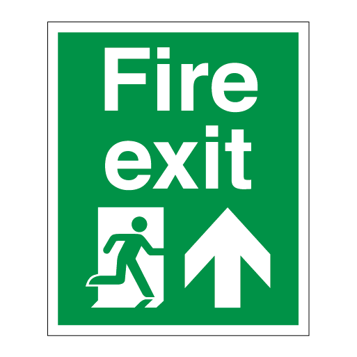 Fire Exit Pillar Running Man Symbol Arrow up Right Direct Signs