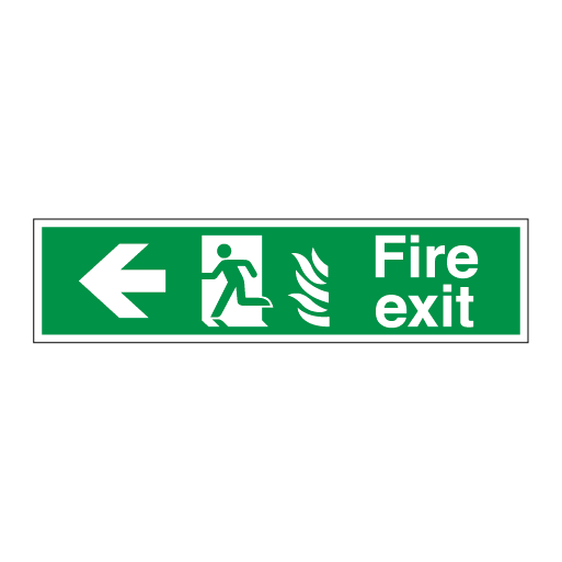 Fire Exit Hospital Signs - Running Man Symbol Arrow Left - Direct Signs