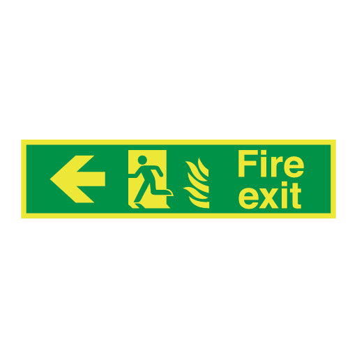 Photoluminescent Hospital Fire Exit Symbol Arrow Left Sign - Direct Signs