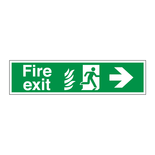 Fire Exit Hospital Signs - Running Man Symbol Arrow Right - Direct Signs