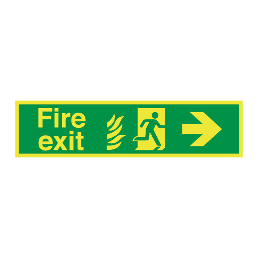 Photoluminescent Hospital Fire Exit Symbol Arrow Right Sign - Direct Signs