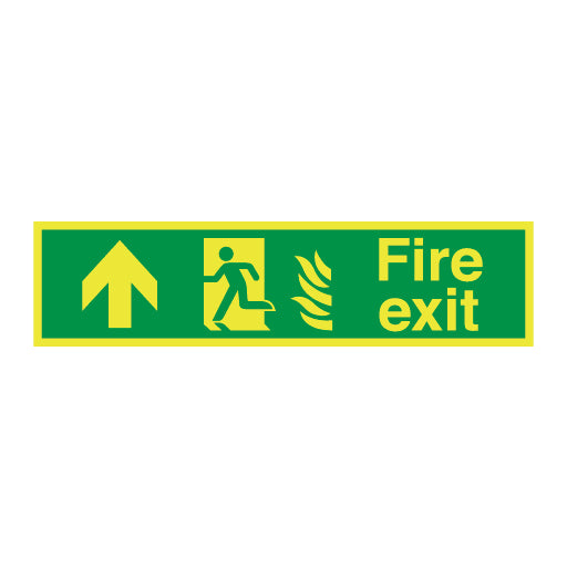 Photoluminescent Hospital Fire Exit Symbol Arrow up Left Sign - Direct Signs