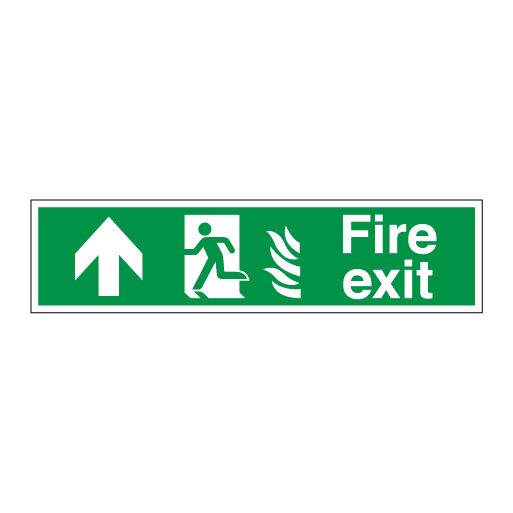 Fire Exit Hospital Signs - Running Man Symbol Arrow Up Left - Direct Signs