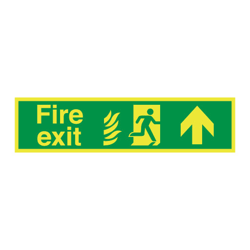 photoluminescent Hospital Fire Exit Symbol Arrow up Right Sign - Direct Signs