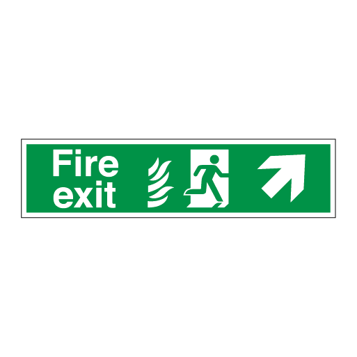 Fire Exit Hospital Signs - Running Man Symbol Arrow Angled Up Right - Direct Signs