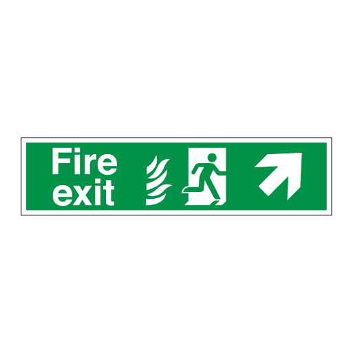 Fire Exit Hospital Signs - Running Man Symbol Arrow Angled Up Right ...