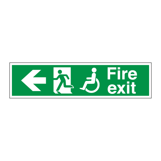 Disabled Fire Exit Running Man and Refuge Signs - Arrow Left - Direct Signs