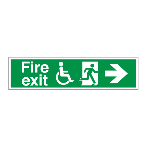 Disabled Fire Exit and Refuge Signs - Arrow Right - Direct Signs