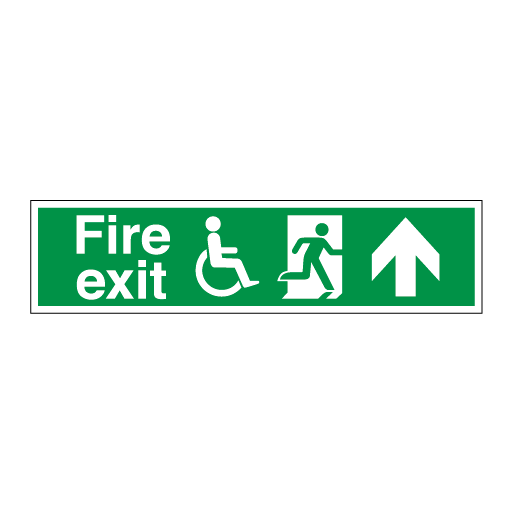Disabled Fire Exit and Refuge Signs - Arrow Right Up - Direct Signs