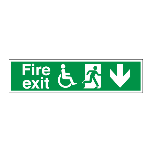 Disabled Fire Exit and Refuge Signs - Arrow Right Down - Direct Signs