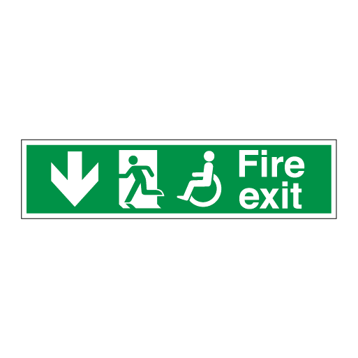 Disabled Fire Exit and Refuge Signs - Arrow Left Down - Direct Signs