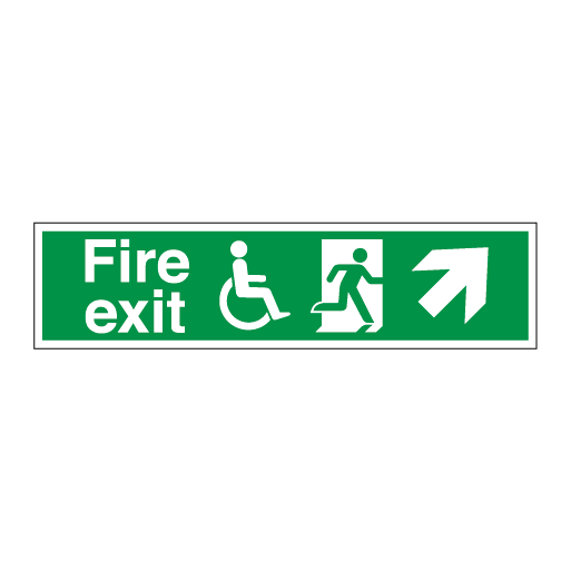 Disabled Fire Exit and Refuge Signs - Arrow Angular Up Right - Direct Signs