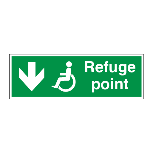Disabled Fire Exit and Refuge Signs - Arrow Down Left - Direct Signs