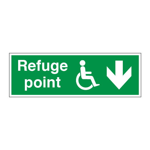 Disabled Fire Exit and Refuge Signs - Arrow Down Right - Direct Signs