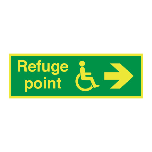 Photoluminescent Disabled Refuge Signs - Arrow Right - Direct Signs