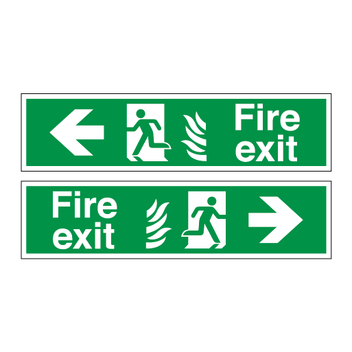 Fire Exit Symbol Arrow Left Double Sided - Direct Signs