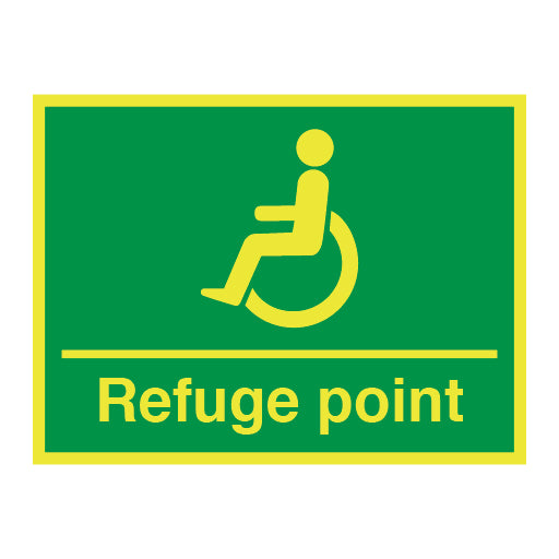 Photoluminescent Refuge Point with Disabled Symbol Sign - Direct Signs