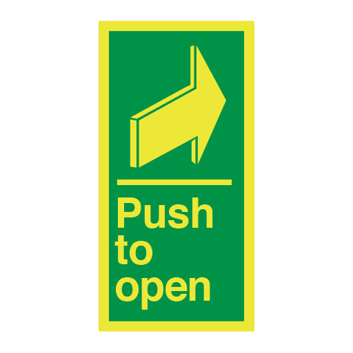 Photoluminescent Push to Open Sign - Direct Signs