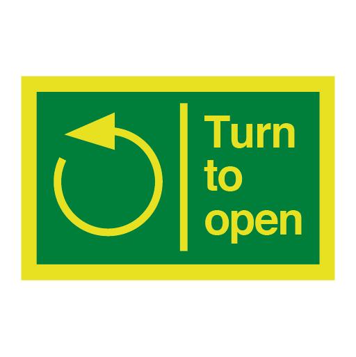 Photoluminescent Fire Exit Turn Anti-Clockwise to Open Sign - Direct Signs