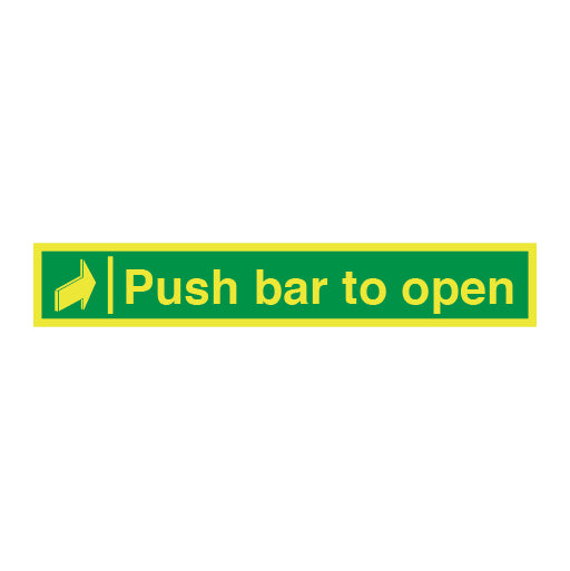 Photoluminescent Push Bar to Open and Arrow Sign - Direct Signs