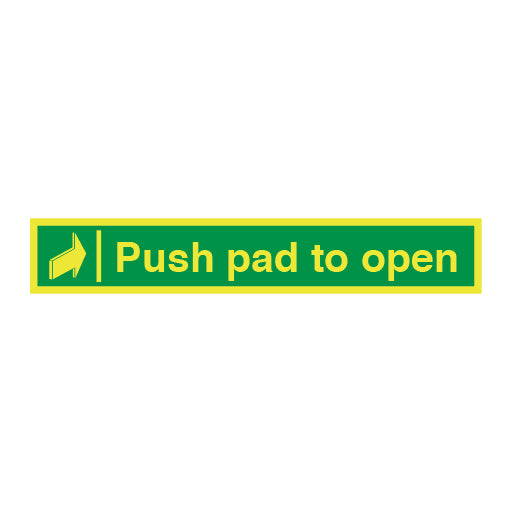 Photoluminescent Push Pad to Open and Arrow Sign - Direct Signs