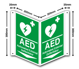 Automatic External Defibrillator + arrow down - Direct Signs