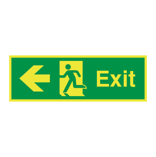Photoluminescent Exit Symbol Arrow Left Sign - Direct Signs