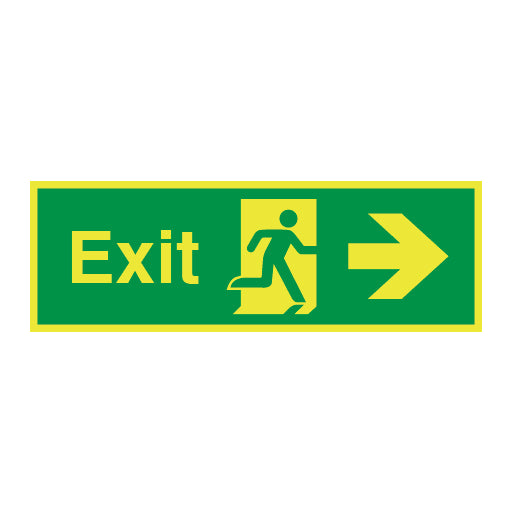 Photoluminescent Exit Symbol Arrow Right Sign - Direct Signs