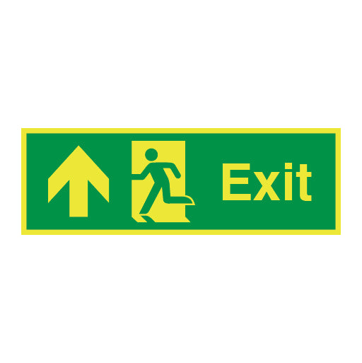 Photoluminescent Exit Symbol Arrow up Left Sign - Direct Signs