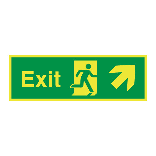 Photoluminescent Exit Symbol Arrow Angular up Right Sign - Direct Signs