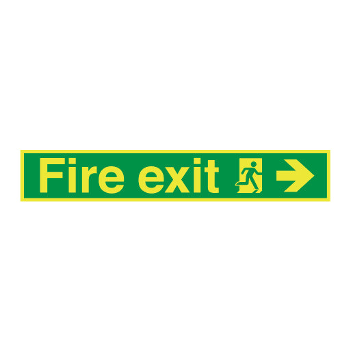 Photoluminesent Fire Exit Symbol Arrow Right Long Sign - Direct Signs