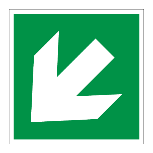 Fire Exit Arrow Angular Down Left - Direct Signs