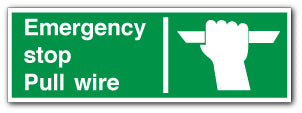 String Pull Emergency Sign Emergency stop Pull wire - Direct Signs