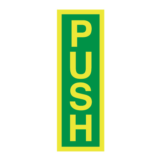 Photoluminescent Fire Exit Door Opening Signs - Push (Vertical) - Direct Signs