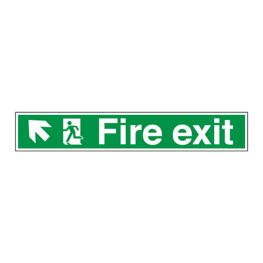 Fire Exit Running Man Symbol Arrow Angled Up Left - Direct Signs